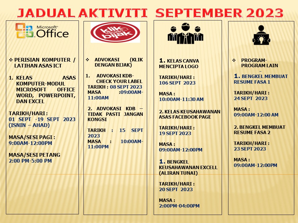 JADUAL AKTIVITI SEPT 2023